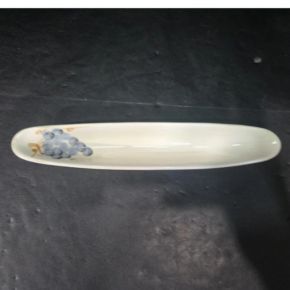WCL Ceramic‎ Olive Boat, Vintage Grape Design Relish Dish, Replacement Tableware